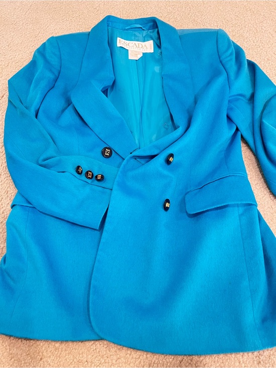 Escada Jackets & Blazers - Escada Turquoise Double-Breasted Blazer with Gold Buttons